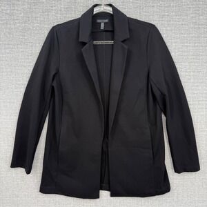 Eileen Fisher‎ Black Knit Blazer Jacket XS Made in USA pockets office minamalist